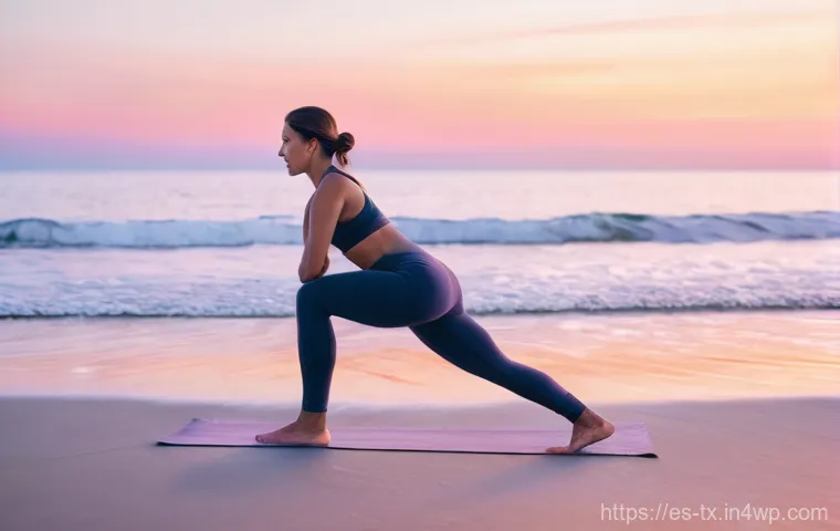 내면의 지혜를 키우는 일상 습관 - **"A serene woman, mid-30s, with long, flowing hair and a peaceful expression, engaging in a gentle ...